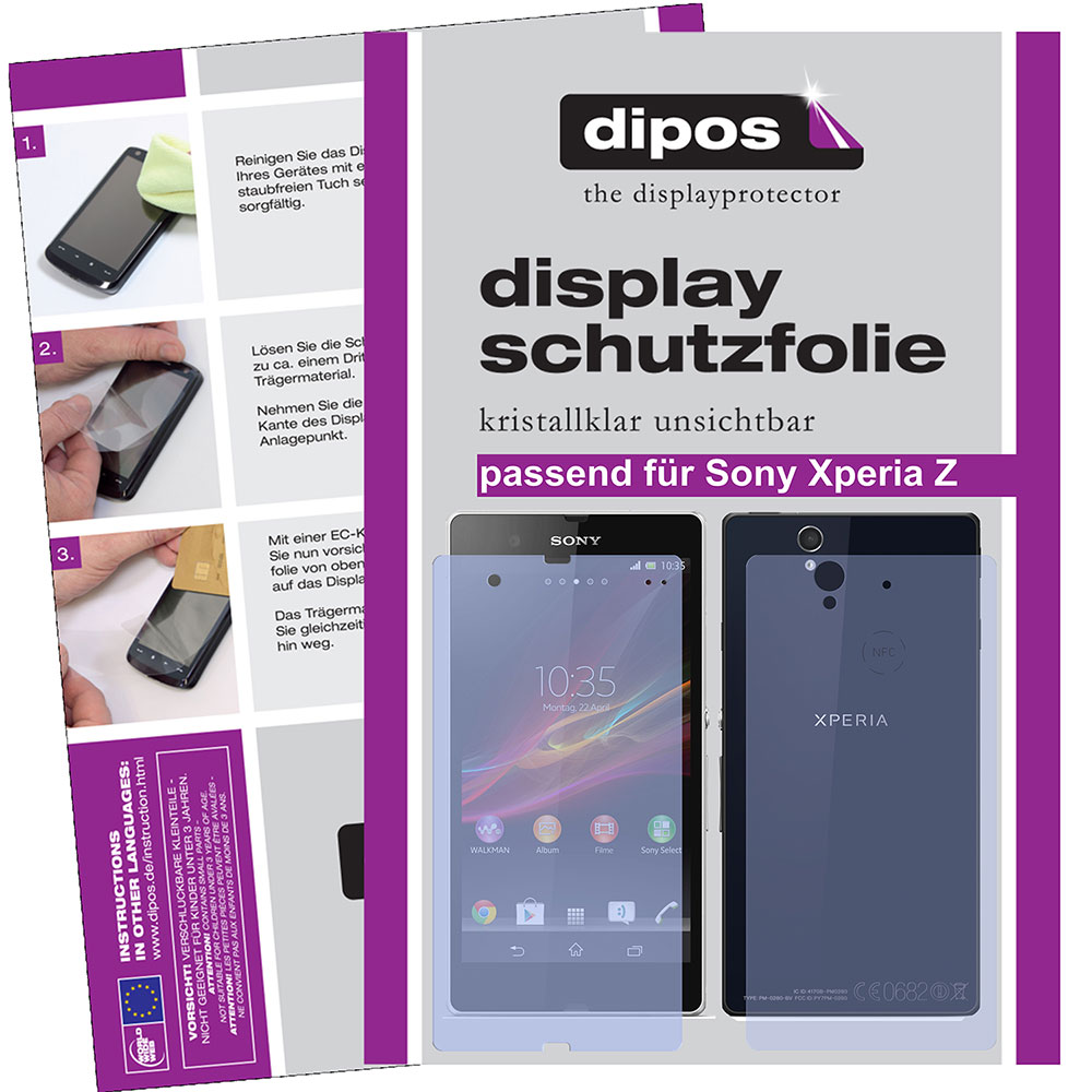 2x Sony Xperia Z Schutzfolie klar Displayschutz Folie