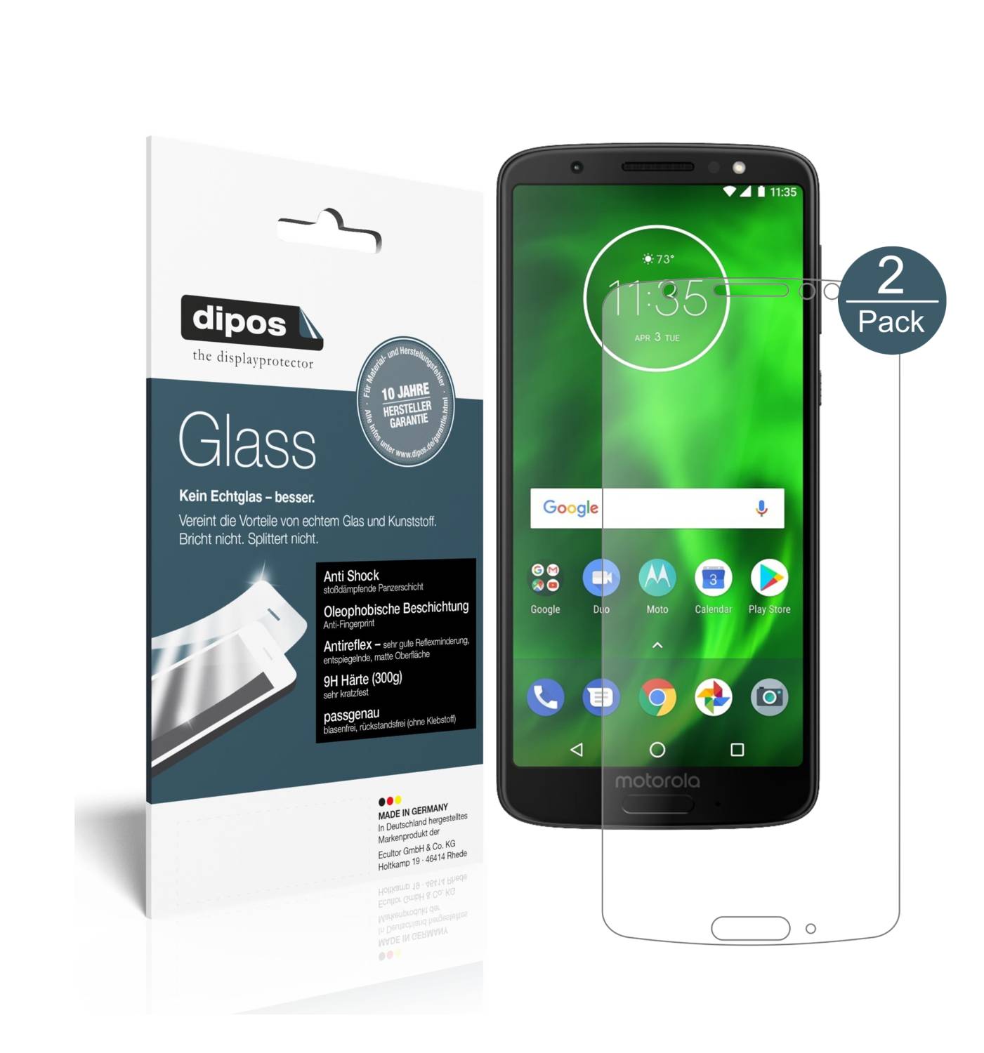 2x Schutzfolie für Lenovo Moto G6 matt AntiShock 9H